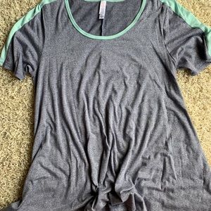 LuLaRoe Gray Turquoise Perfect Tee